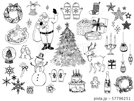 クリスマス セット Xmas 12月のイラスト素材 Pixta