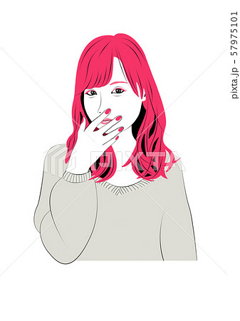 女性 美しい 仕草 手を当てるのイラスト素材