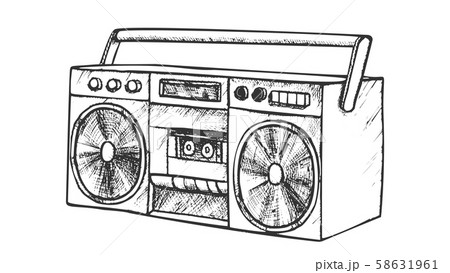 スピーカー ステレオシステム クリップアート 音楽 モノクロの写真素材