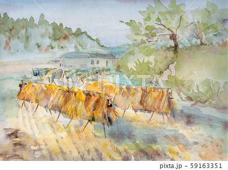 風景 田園 水彩画 アートのイラスト素材 - PIXTA
