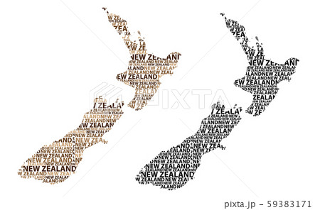 ニュージーランドの地図のイラスト素材