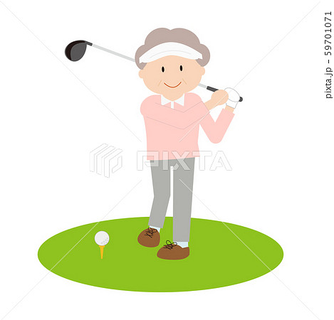 ゴルフ ゴルファー 人物 かわいいのイラスト素材
