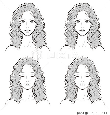 カーリーヘアのイラスト素材