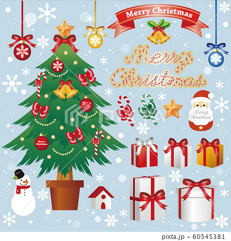 メリークリスマス クリスマス 文字 ロゴ 装飾の写真素材