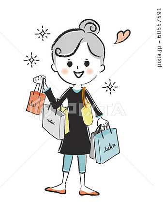 買い物 セール 女性 ショッピングのイラスト素材