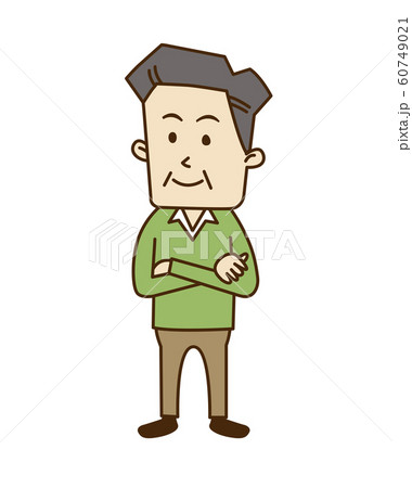 横向き 男性 ベクター 腕組みの写真素材