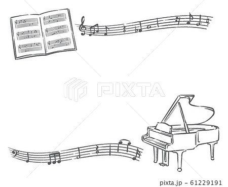 グランドピアノ ピアノ 楽譜 楽器のイラスト素材