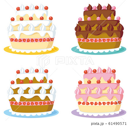 三段ケーキのイラスト素材