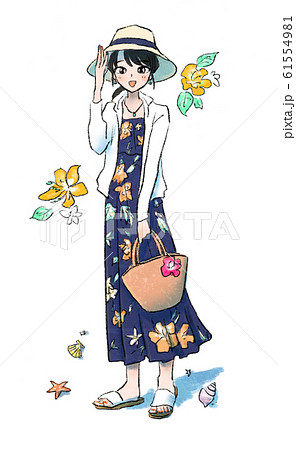 若い女性 ドレス ワンピース おしゃれのイラスト素材 Pixta