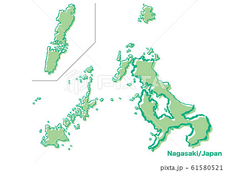 長崎県 長崎 マップ 地図のイラスト素材