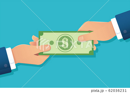 お金 通貨 金 渡すの写真素材