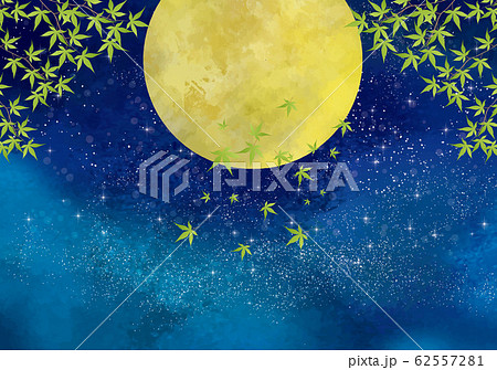 満月 月 夜空 星のイラスト素材