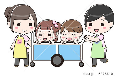 人物 お散歩 保育園 幼児のイラスト素材