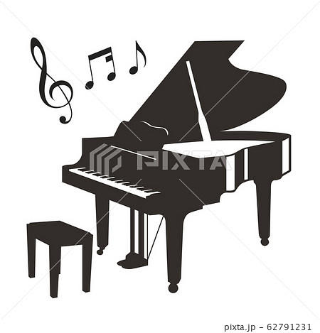 ピアノ グランドピアノ 鍵盤 シルエットのイラスト素材