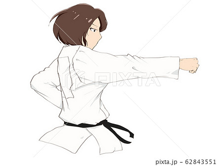 女性 女 正拳突き 空手のイラスト素材