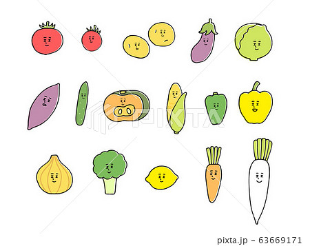 野菜 トマト 夏野菜 顔のイラスト素材