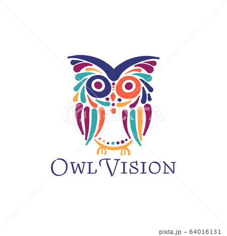 ふくろう フクロウ 梟 ロゴの写真素材