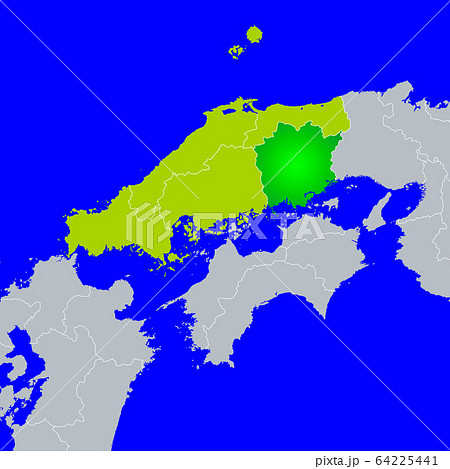 岡山 岡山県 日本地図 マップのイラスト素材