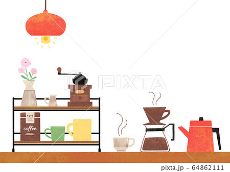 手書き イラスト コーヒー カフェのイラスト素材