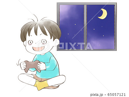 ゲーム 夜更かし 子供 小学生のイラスト素材