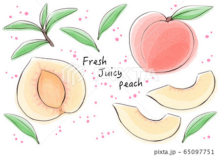 フルーツ 桃 イラスト かわいい ピーチのイラスト素材