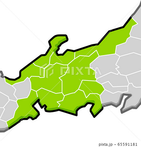 日本地図ー中部地方のイラスト素材