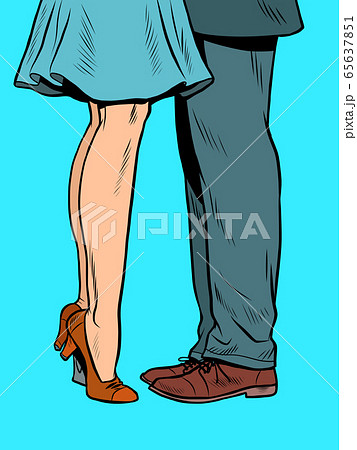 白人 足 キス レトロの写真素材