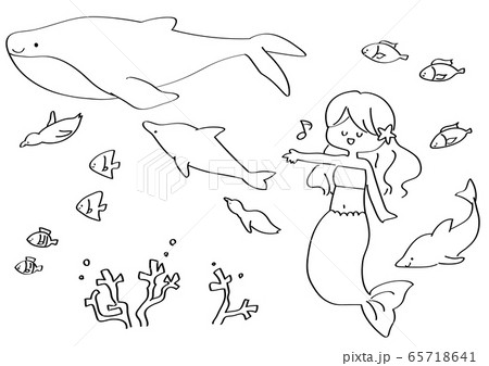 手書き 手描き イラスト 人魚のイラスト素材