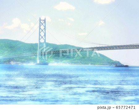 明石海峡大橋 吊橋 交通 明石海峡のイラスト素材