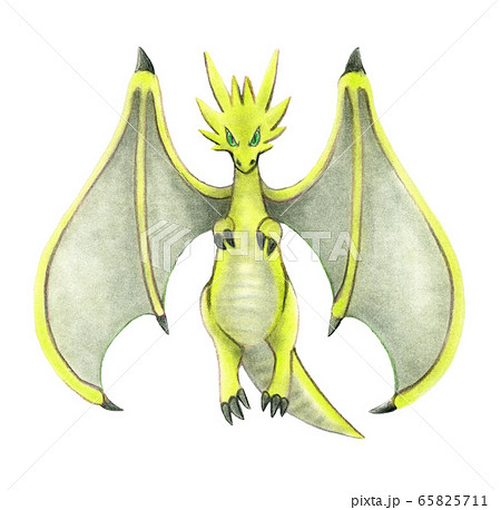 龍 ドラゴン 黄 黄龍のイラスト素材