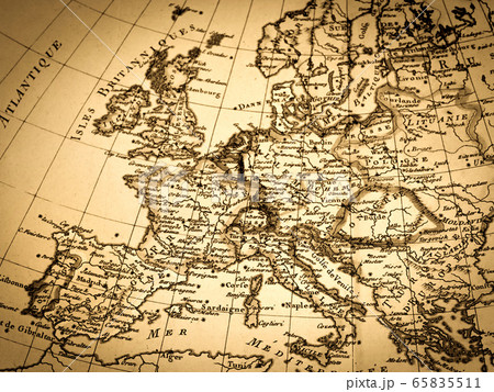 ヨーロッパ 地図 欧州 古地図 アンティークの写真素材