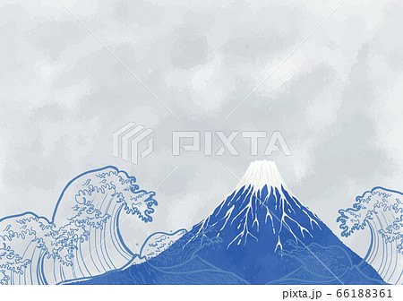 波 富士山 浮世絵 ベクターのイラスト素材