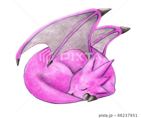 ピンク色 ドラゴン 龍 可愛いのイラスト素材