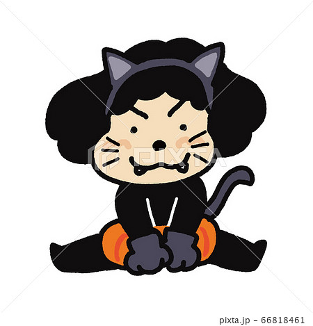 ハロウィン 黒猫 猫 仮装のイラスト素材