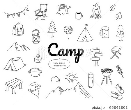 秋 山 テント キャンプのイラスト素材