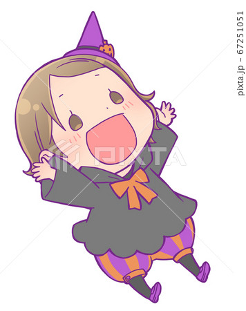 魔女 ハロウィン 仮装 女の子のイラスト素材