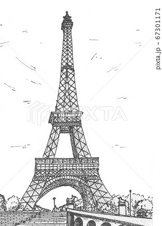 エッフェル塔 パリ フランス 世界遺産のイラスト素材