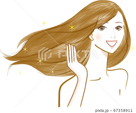 風 なびく 女性 髪のイラスト素材