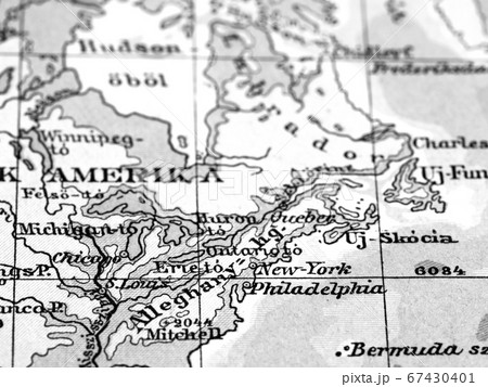 世界地図 マップ 古地図 アメリカの写真素材