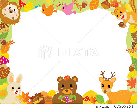 リス キノコ カラフル カワイイのイラスト素材