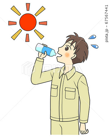 水分補給 作業員 男性 人物の写真素材