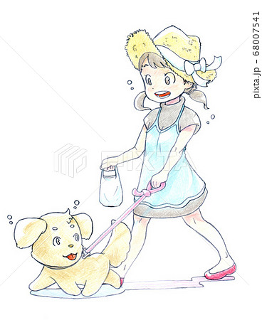 犬 女の子のイラスト素材