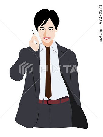 電話を掛けるのイラスト素材 電話を掛けるのイラスト素材