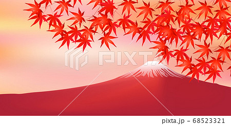 紅葉　富士山　もみじ　背景