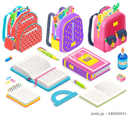 Satchel packed with school supplies, college or - Stock Illustration  [68906521] - PIXTA