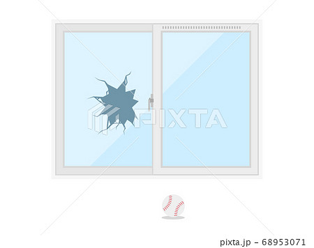 窓ガラス 割れる ボール 野球ボールのイラスト素材 窓ガラス 割れる ボール 野球ボールのイラスト素材