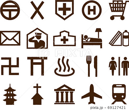 地図記号 記号 マーク アイコンのイラスト素材