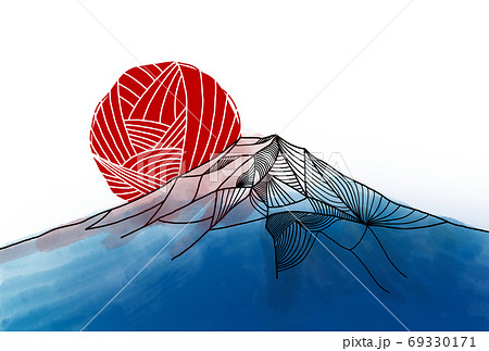 富士山 初日の出 朝日 山のイラスト素材