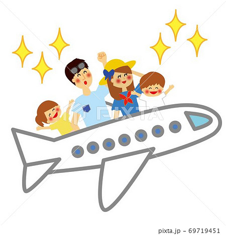旅行 飛行機 家族 旅客機のイラスト素材