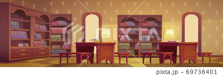 棚 図書館 背景 イラストの写真素材